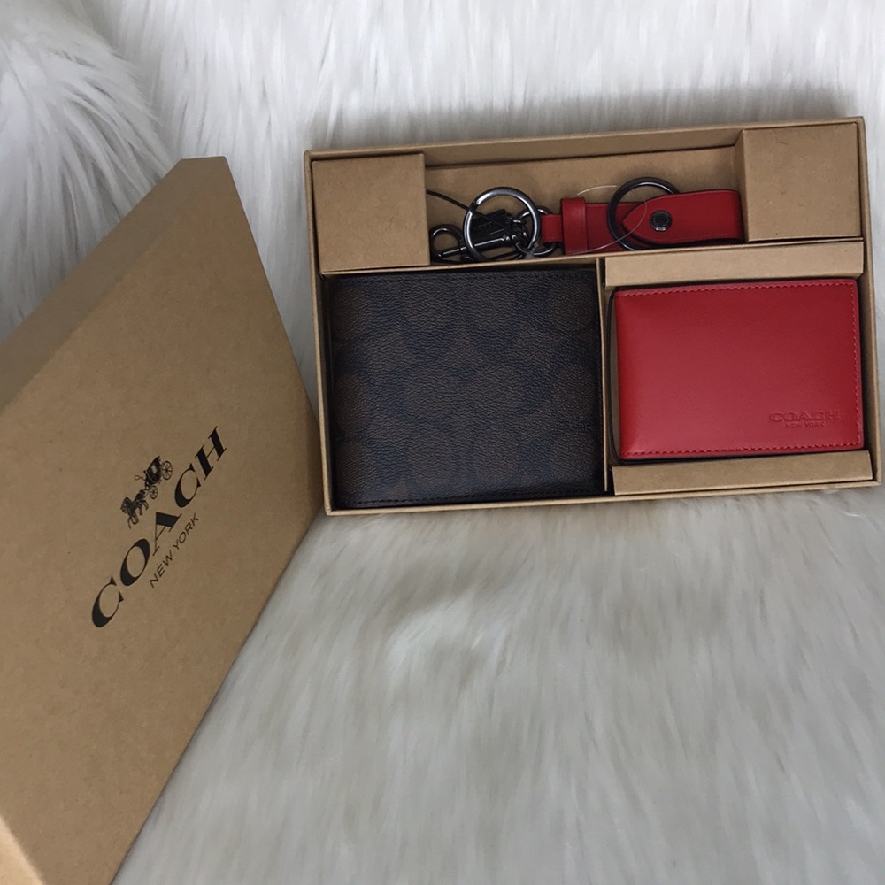 Boxed 3 In 1 Wallet Gift Set In Colorblock Signature Canvas - Picture 10 of 14
